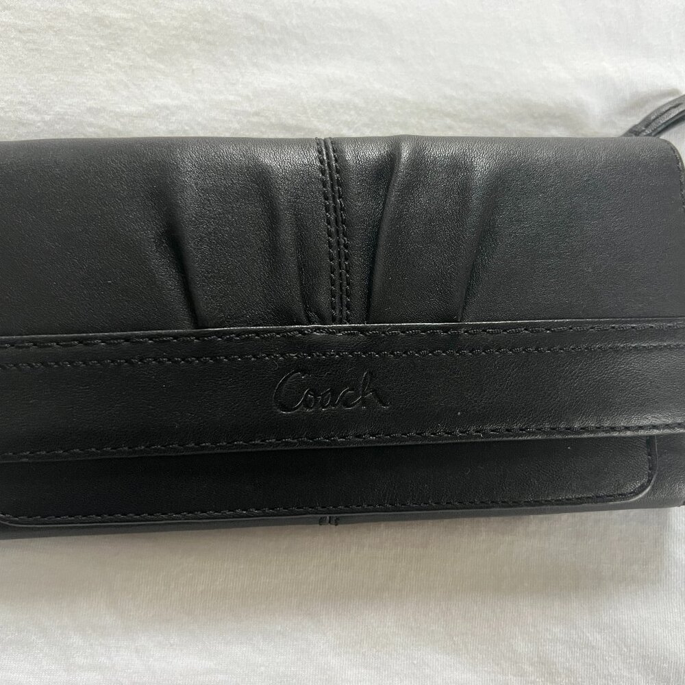COACH  Soho Trifold Pleated Black Genuine Leather Wallet